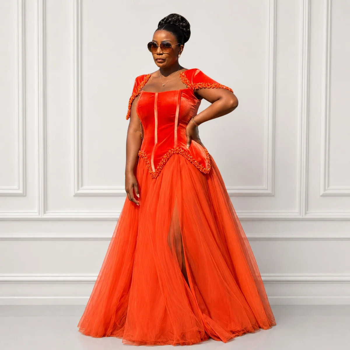 Scarlet Beaded Velvet Ballgown, Occasionwear